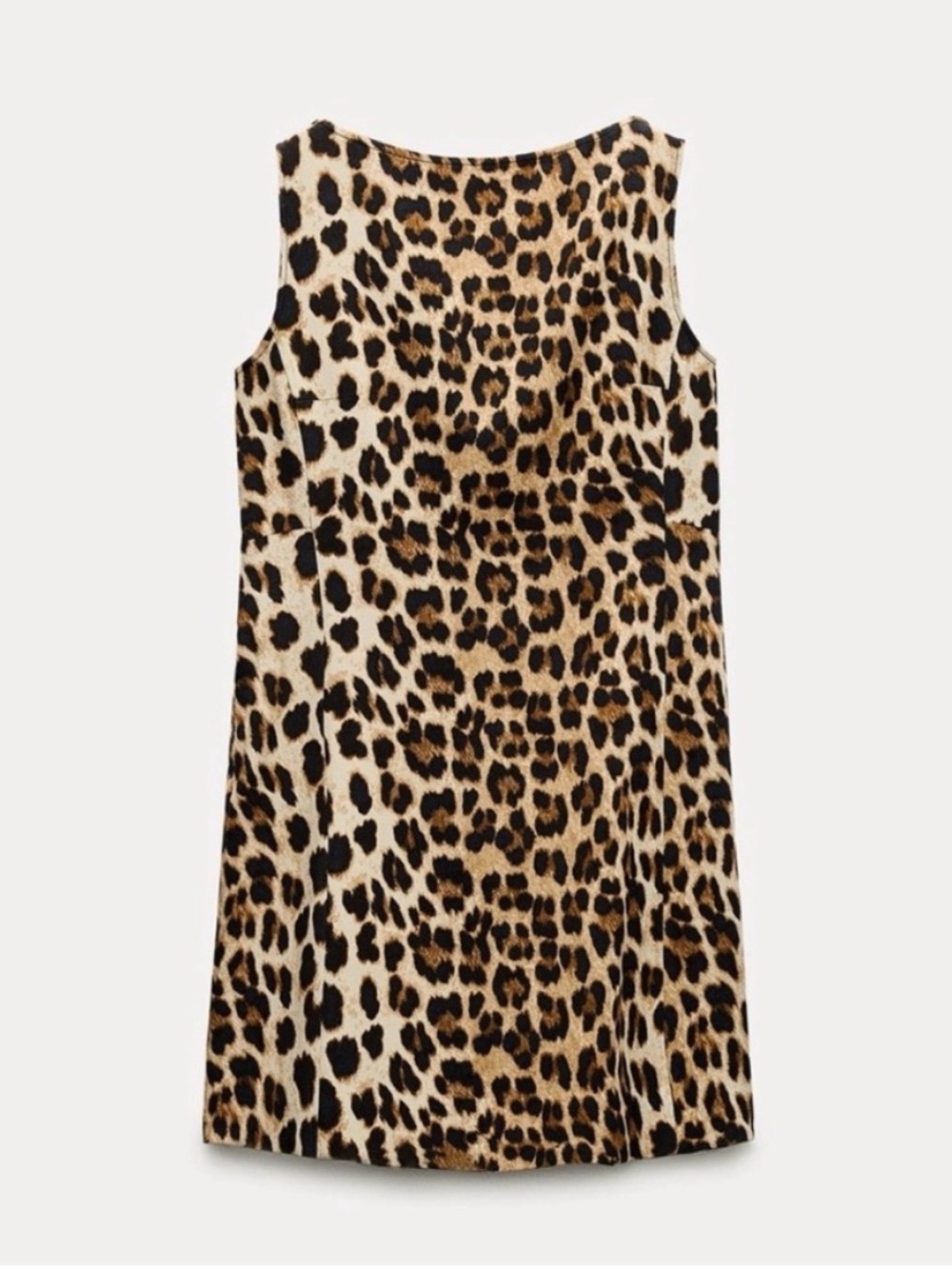 Zara Sleeveless Leopard-Print Mini Dress in Beige, Brown & Black